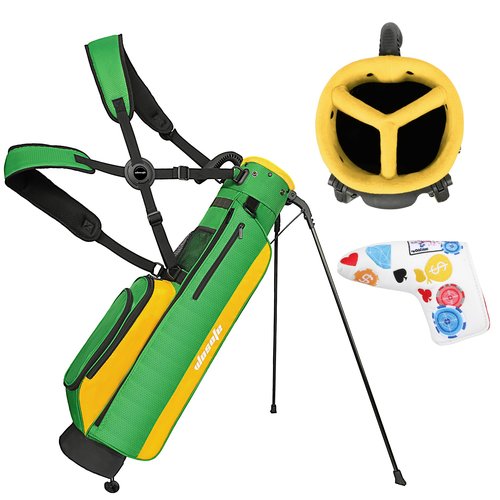 Golf Stand Bag Lightweight Small Medium Carry Bag 2-3 Way Divider Men and Women with Adjustable Shoulder Strap Multiple Pockets Golf Gun Bag with Golf Putter Covers (M-Green)