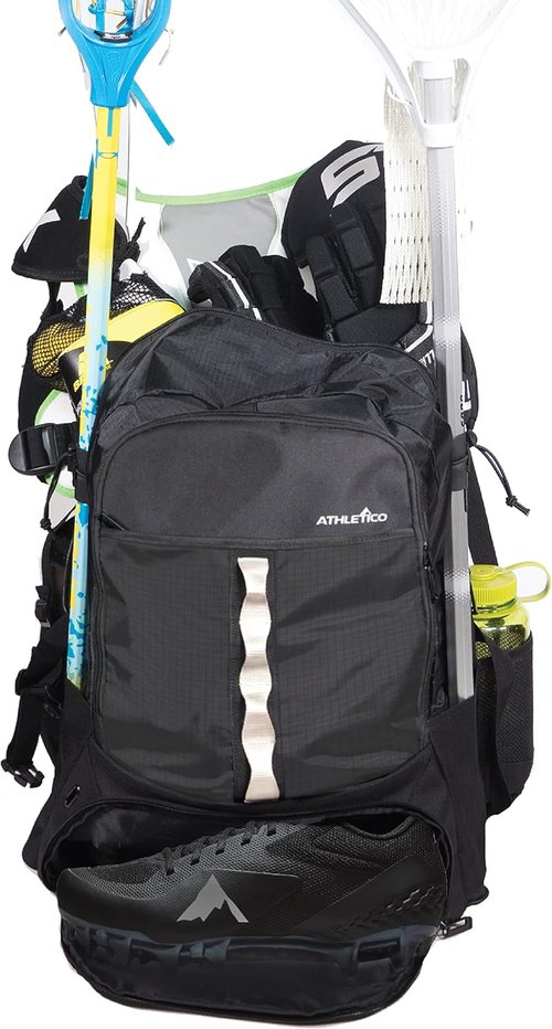 Athletico Lacrosse Bag - Extra Large Field Hockey Backpack with Two Stick Holders & Cleats Compartment