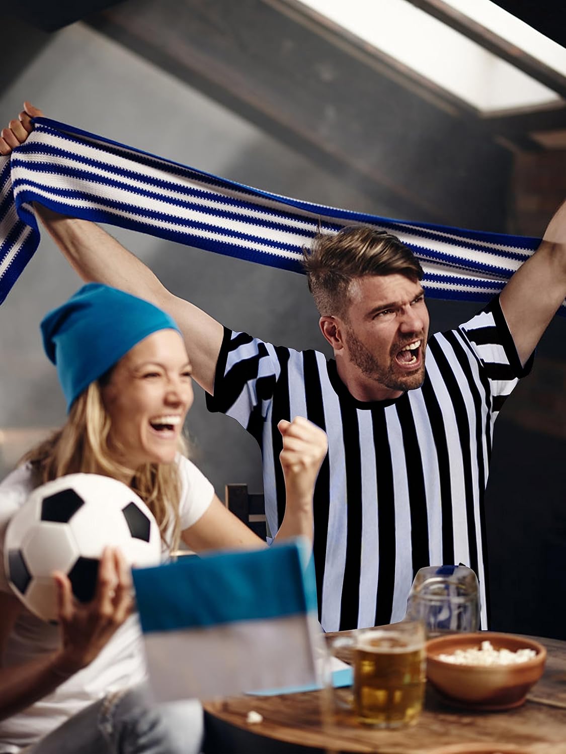 Skiennix Referee Shirt - V-Neck Striped Jersey for Men & Women | Professional Sports Uniform