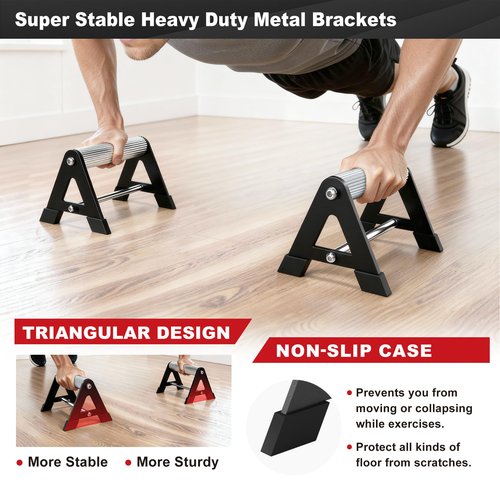 Mochantum Push Up Bar - Heavy-Duty Stainless Steel Pushup Stands with Non-Slip Base, 500LB Capacity, Portable Home Gym Equipment for Strength Training & Floor Workouts,White