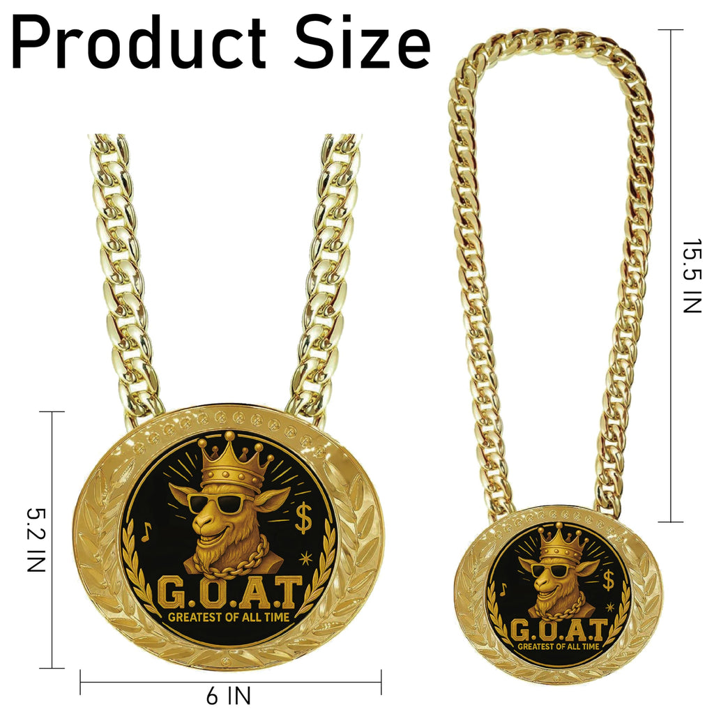 Bambluby 6" GOAT Medal Champion Chain – Sports Award Medal for Football, Soccer, Basketball, Funny Winner Trophy for Kids and Adults (G.O.A.T)