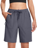 MAGCOMSEN Hiking Shorts for Women Quick Dry with Pockets Lightweight Water Resistant Athletic Golf Dark Grey S