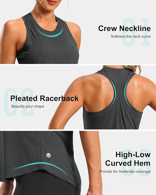 G Gradual Women's Racerback Yoga Tank Top - Loose Fit Athletic Sleeveless Gym Shirt