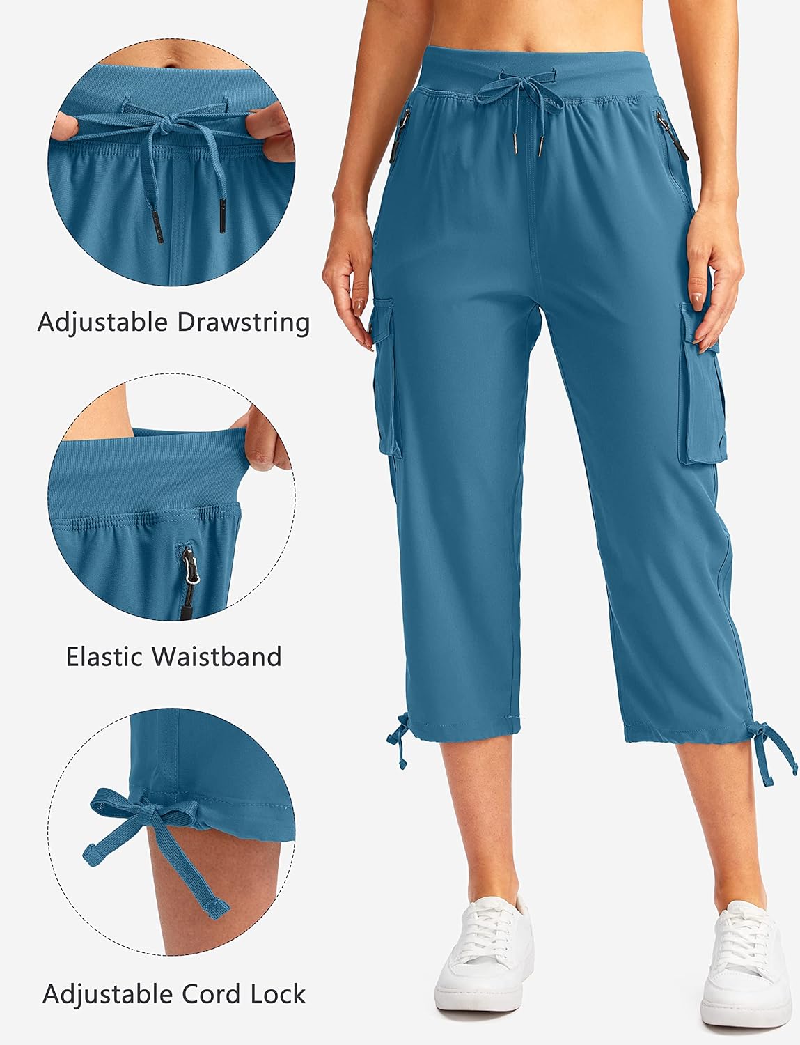 Soothfeel Women's Cargo Capris - Lightweight Quick-Dry Travel Pants with 6 Pockets | Casual Summer Style