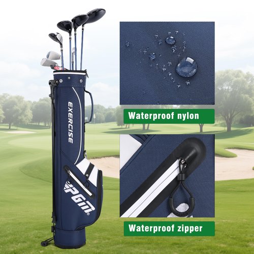 PGM Sunday Golf Stand Bag for Women and Men - Blue Easy Carry Pitch Lightweight Golf Stand Bag with Cooler Pouch and Valuables Pocket for Driving Range Par 3 Executive Courses