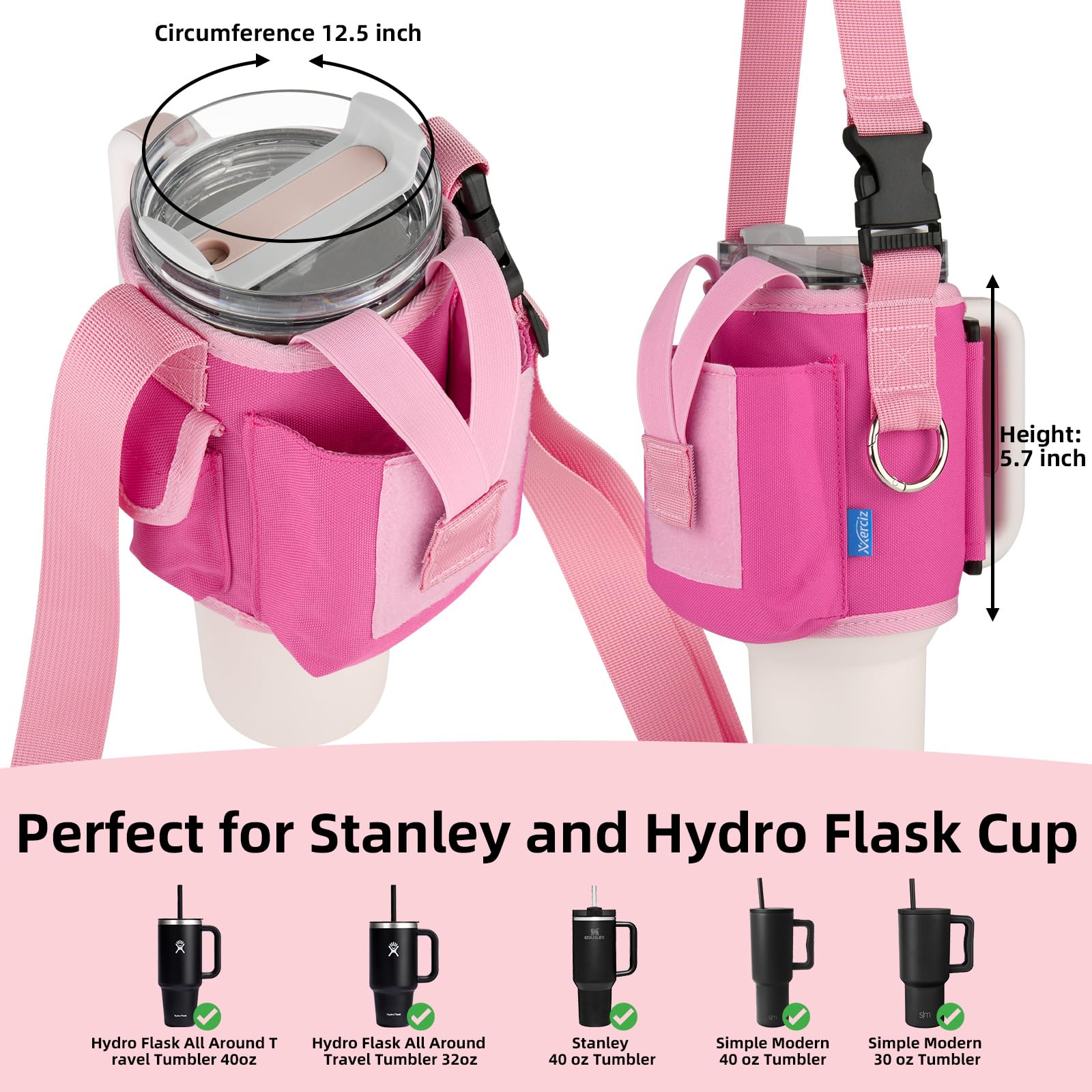 Xxerciz Carrier Bag for Stanley 40 oz Tumbler with Handle, Crossbody Bag with Phone Holder Pocket, Water Bottle Bag with Adjustable Strap for Stanley Cup Accessories