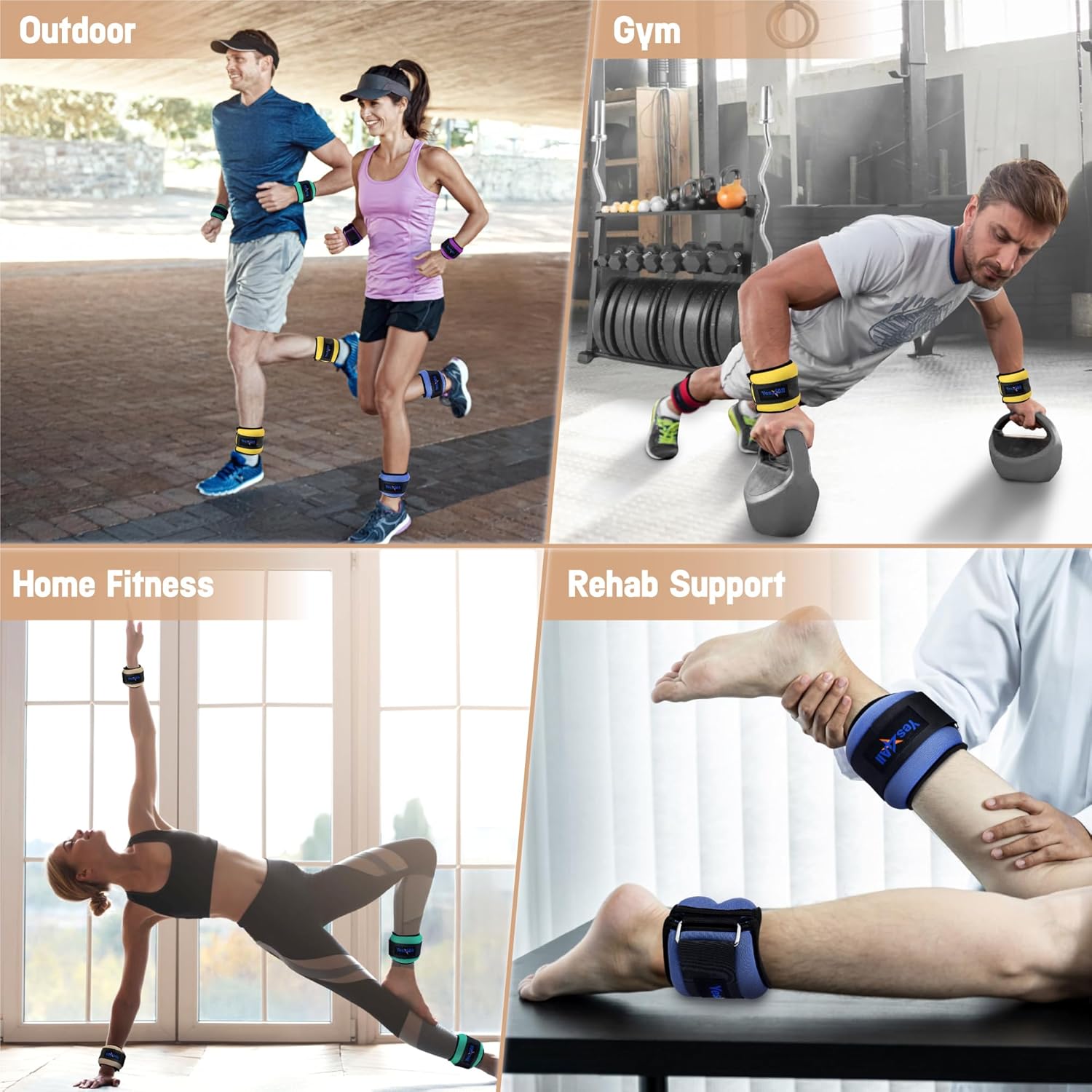 Yes4All Adjustable Wrist & Ankle Weights Pair | 1lb - 10lbs for Walking, Jogging, Pilates & Gym Fitness