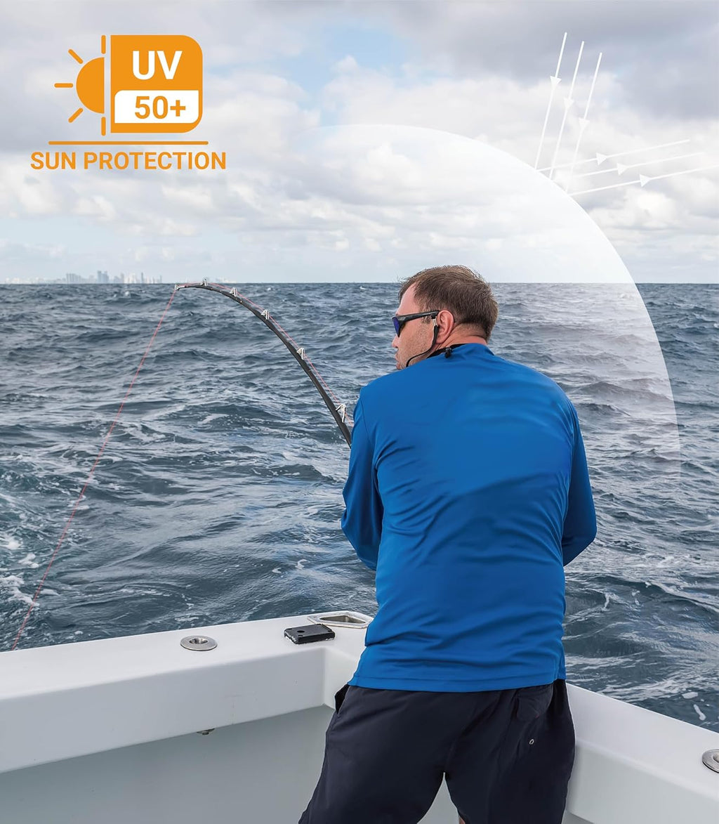 Skiennix Men's Sun Protection Shirt - UPF 50+ UV Long Sleeve Rash Guard | Lightweight Quick Dry for Fishing & Swimming
