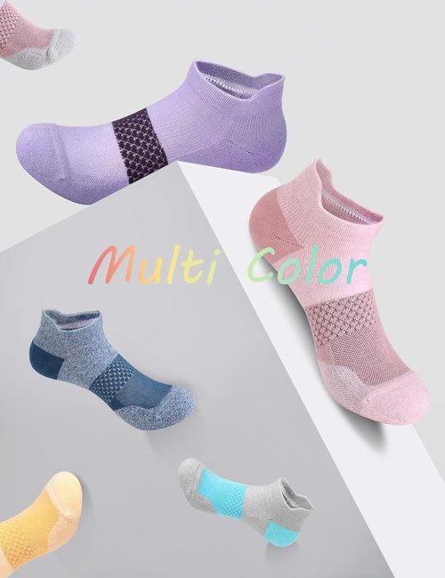 CS CELERSPORT Women's Ankle Running Socks - Cushioned Athletic Design | 5 Pairs, Comfortable Fit