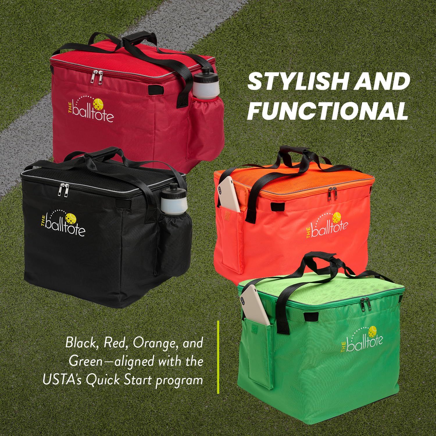 Racket Pets The Ball Tote - Replacement Bag for Tennis and Pickleball Pro Teaching Cart Hopper, Large Tote Bag For 150 Tennis Balls or 100 Pickleballs, Frame Not Included, (Red)