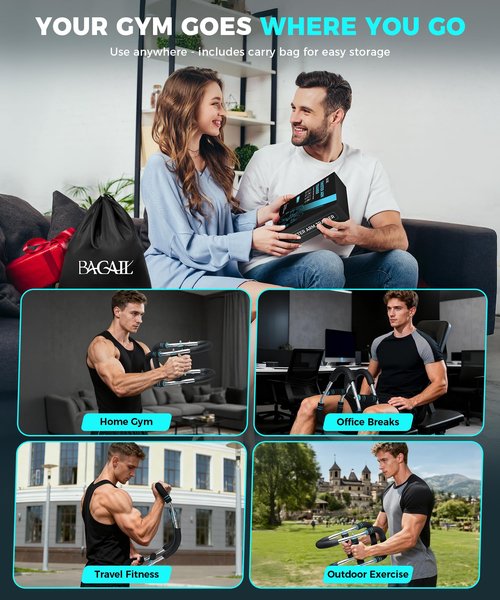 BAGAIL Twister Arm Trainer, 5-Level Resistance (40-130 lbs) for Chest & Arm Workout, Home Gym Strength Training Equipment with Ergonomic Grips & Carry Bag for Men and Women