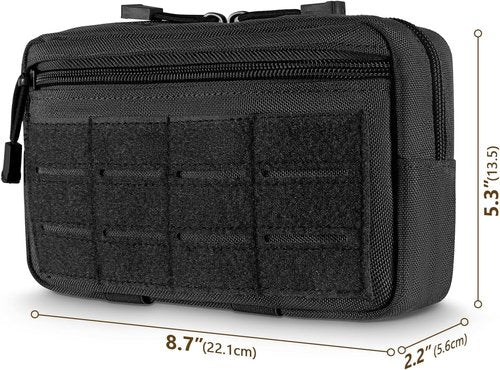 FRTKK Tactical Molle Admin Pouch - Utility EDC Tool Bag with US Flag Patch & Keychain | Horizontal Design