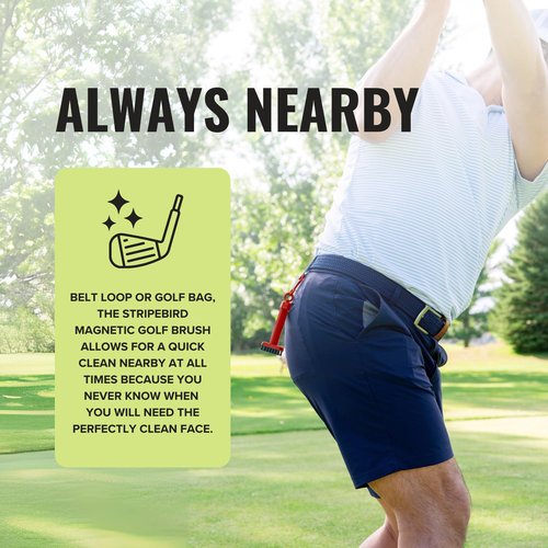 Stripebird - Magnetic Golf Club Brush Groove Cleaner (Red) - Detachable - Premium Nylon Bristles - Golf Bag Accessories - Cleaner Brush - Golf Accessories - Golf Ball Cleaner Tool