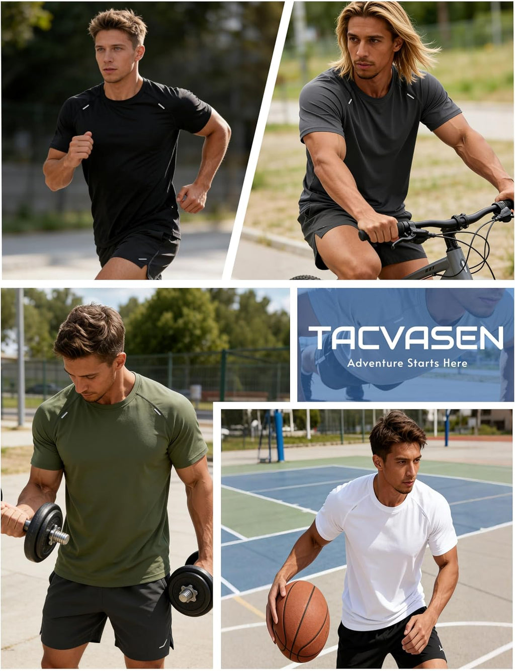 TACVASEN Men's Athletic Workout Shirt - Moisture-Wicking Dry Fit Short Sleeve Gym Tee