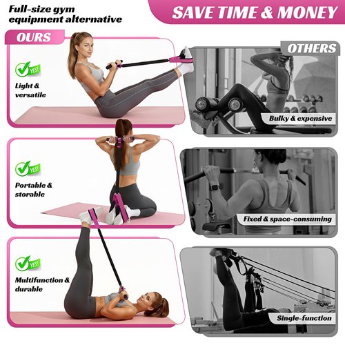 HOXWC Upgraded Multifunction Pedal Resistance Band with Handle, 50LBS Thickened Resistance Bands for Core/ABS, Arm, Waist, Abdomen, Leg Workout, Portable Sit Up Exercise Equipment for Women