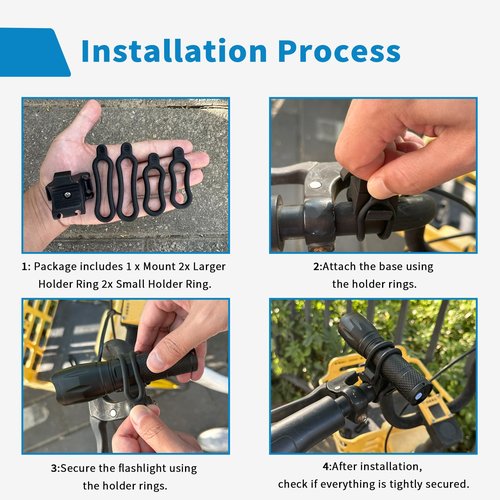 WHTCHSU 2 Pcs Universal Flashlight Bike Mount for Flashlight