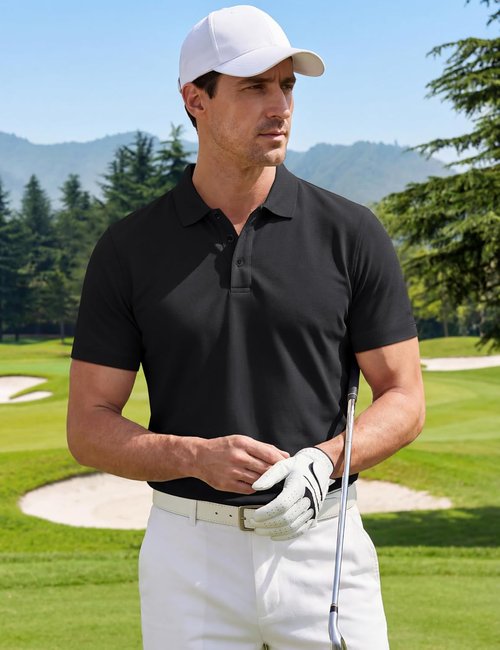 MAGNIVIT Men's Polo Shirt - Short Sleeve Cotton Pique | Moisture-Wicking Performance Golf Tee