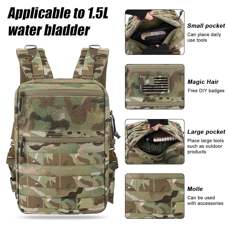 Tactical Molle Hydration Pack 1.5L MC — Lightweight Hydration Backpack for Vests & Rigs