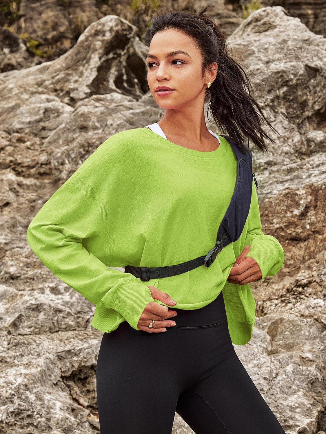 Panadila Women's Open Back Workout Top - Long Sleeve Casual Crop Tee for Yoga & Running