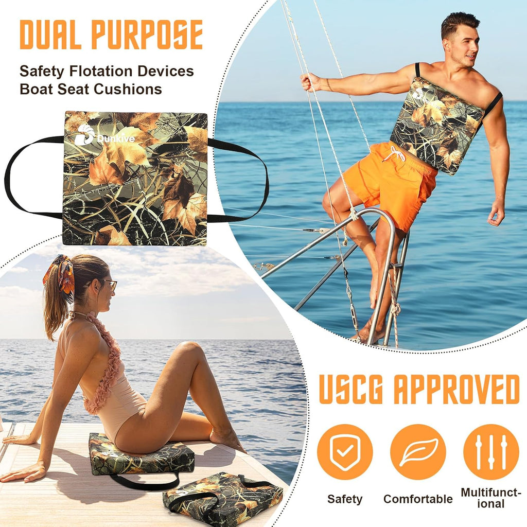 Skiennix Boat Throw Flotation Cushions - USCG Approved Emergency Device | 2 Pack Camouflage