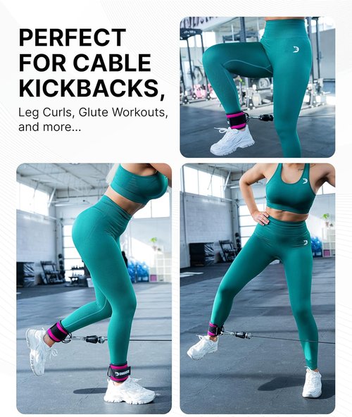 DMoose Fitness Ankle Straps for Cable Machines - Premium Padded Glute Kickback Straps for All Sizes | Ideal for Gym Workouts