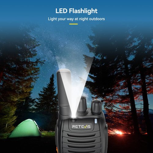 Retevis H-777 Walkie Talkie Rechargeable Long Range,Portable Two-Way Radio, Flashlight, Emergency Alarm, Hands Free(1 Pack)