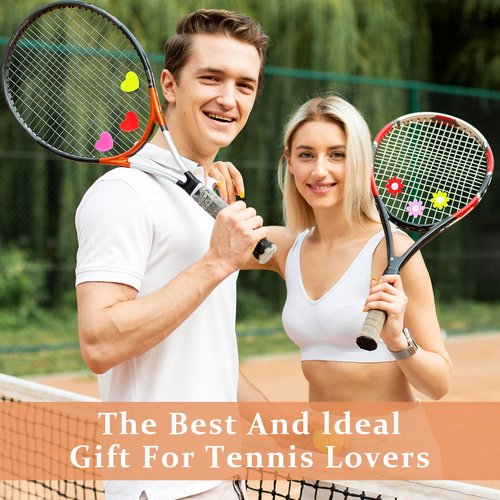 InnoHHustle 8pcs Tennis Vibration Dampener, Tennis Racket Shock Absorbers, Flower and Heart-Shaped Silicone Dampener Tool for Tennis Racquet String Dampener Cute Tennis Supplies（Mixed Colors）