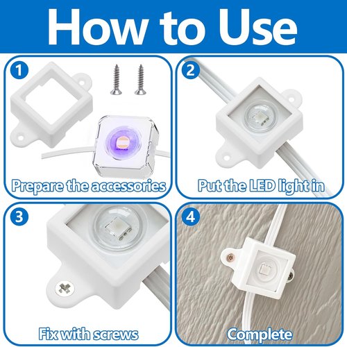 H705 LED Light Mounting Bracket Clips - Waterproof Set with 80 Screws for Outdoor Installation