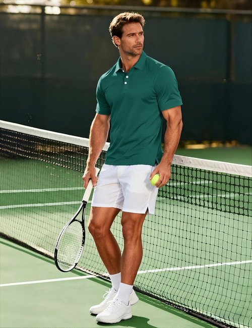 MAGCOMSEN Men's Polo Shirts - Quick Dry Short Sleeve Golf T-Shirts for Casual Work | Pique Jersey Outdoor Performance