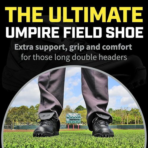 3N2 Reaction Lo Men's Baseball Umpire Shoes - Lightweight Leather Design for Softball & Baseball - Black