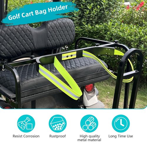 DoonMi Universal Golf Bag Holder Attachment No-Drilling Required for EZGO, Club Car, and Yamaha, Adjustable Rear Seat Golf Cart Club Holder.