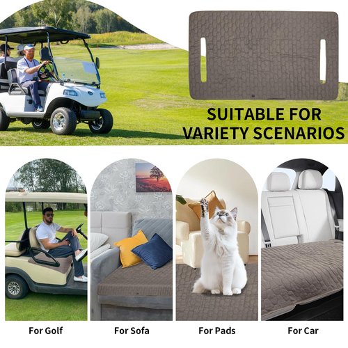 TUYU Heated Golf Cart Seat Cover,Non-Slip Winter Golf Cart Seat Warmer Towel Blanket for 2-Person Seats Club Car, Golf Cart Accessories Gift for Men.52 * 32 inch. Keeps Warm and Clean