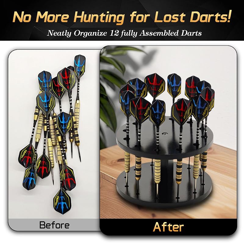 Wooden Dart Holder Stand for Desk or Shelf – Holds 12 Fully Assembled