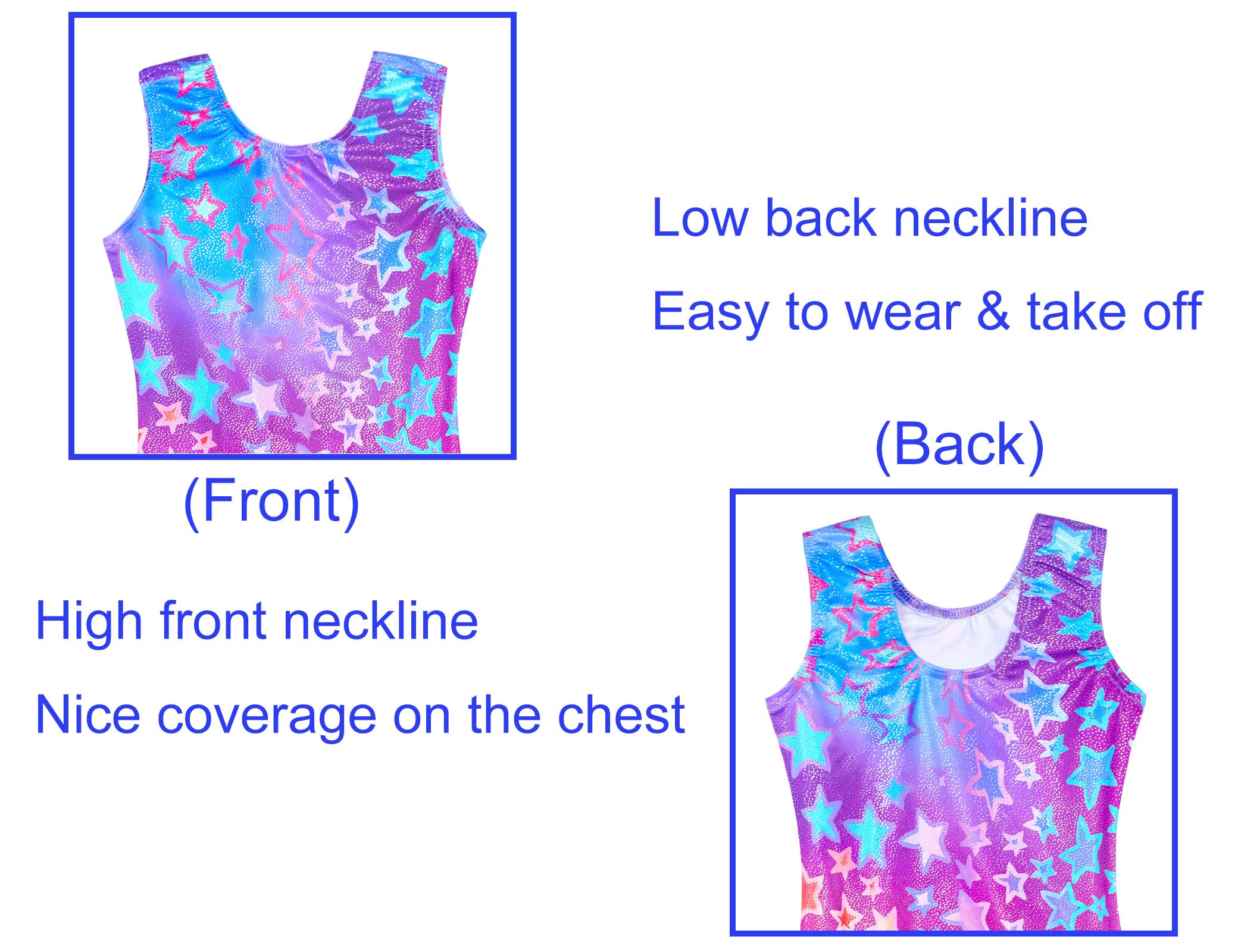 Domusgo Girls Gymnastics Leotards Size 5-6 Years Old Sparkle Pink Blue Technology Biketard with Shorts