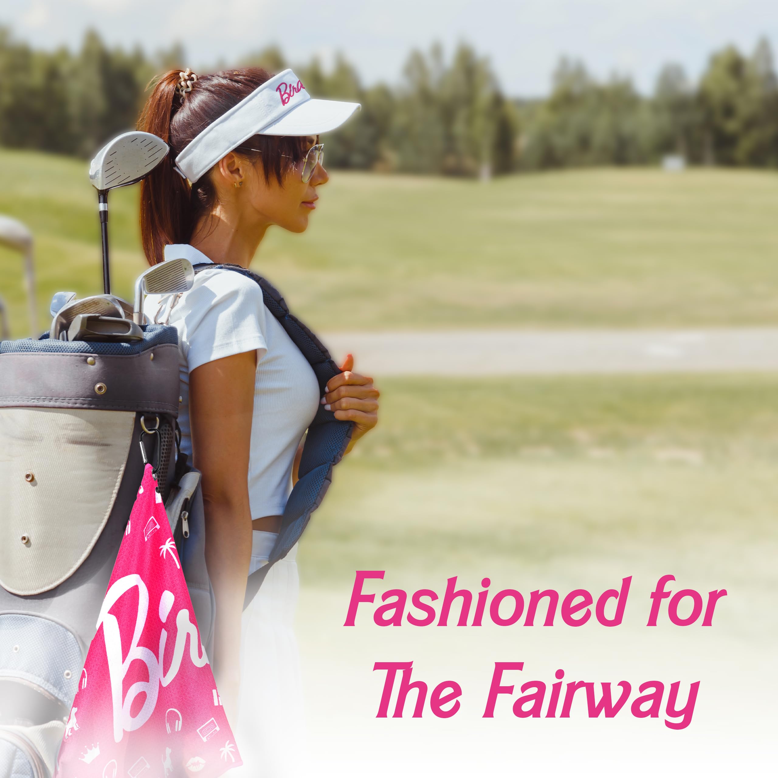 Shanker Golf - Birdie Pink Golf Towel - Funny Microfiber Waffle Women's Golf Towel - Funny Joke Logo - Perfect Ladies Golf Gift