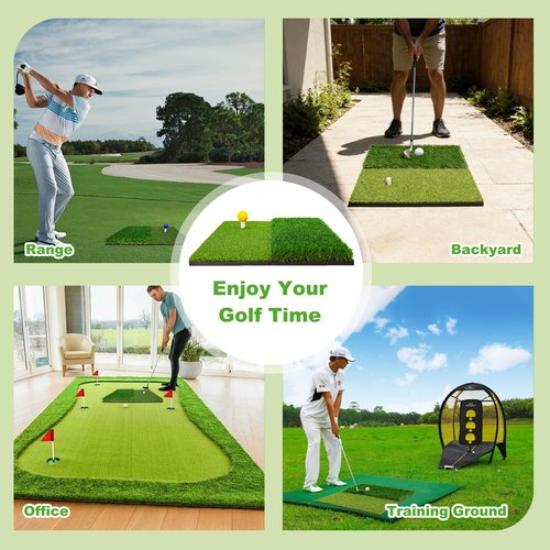 Xamanabu Foldable Golf Hitting Mat with 10mm EVA Base, Premium Dual-Turf Golf Practice Mat for Indoor/Outdoor Training, Simulator Swing and Chipping, Ideal Gift for Golfers, Men, Dad, Husband