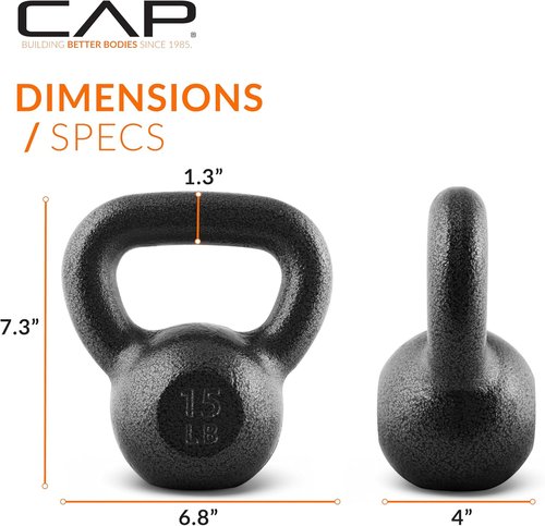 CAP Barbell Cast Iron Kettlebell - Durable Coated Design | Multiple Weight Options Available