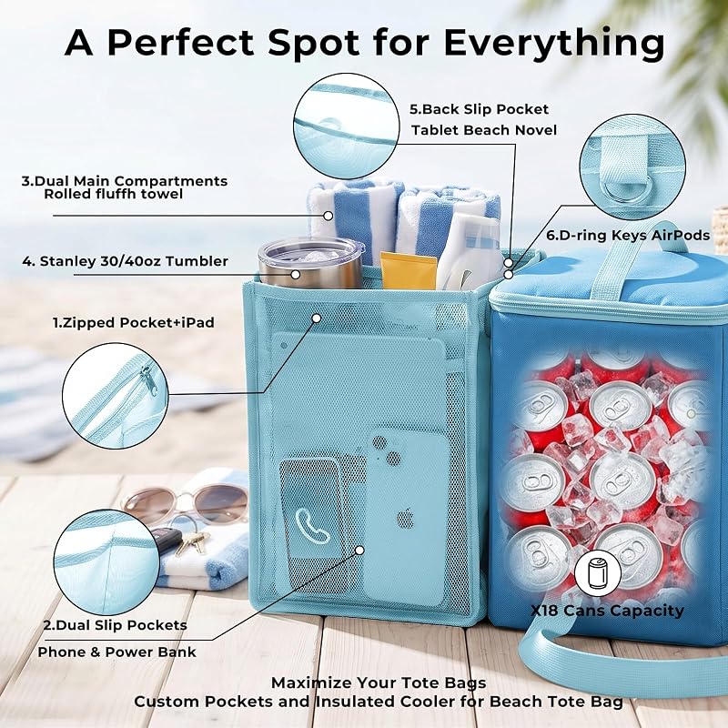 Blue Bogg Bag Cooler Insert 2-in-1 Cooler & Mesh Organizer for Large Bogg Bags