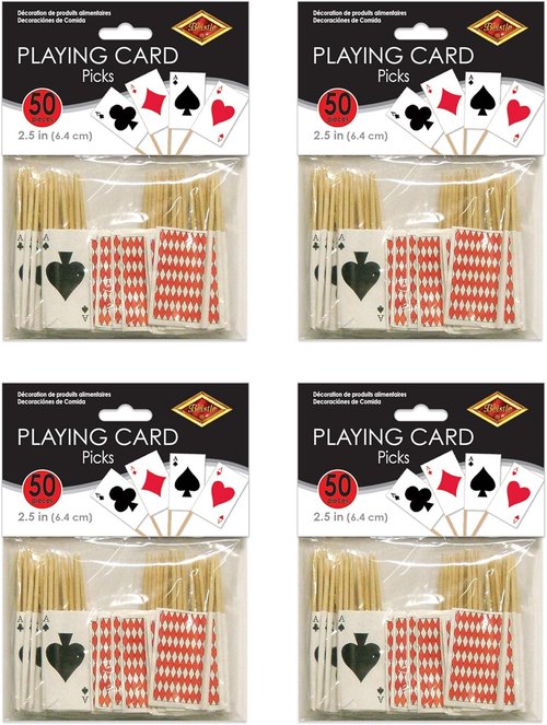 Beistle Playing Card Picks - 200 Pieces, 2.5" Colorful Party Supplies for Fun Events