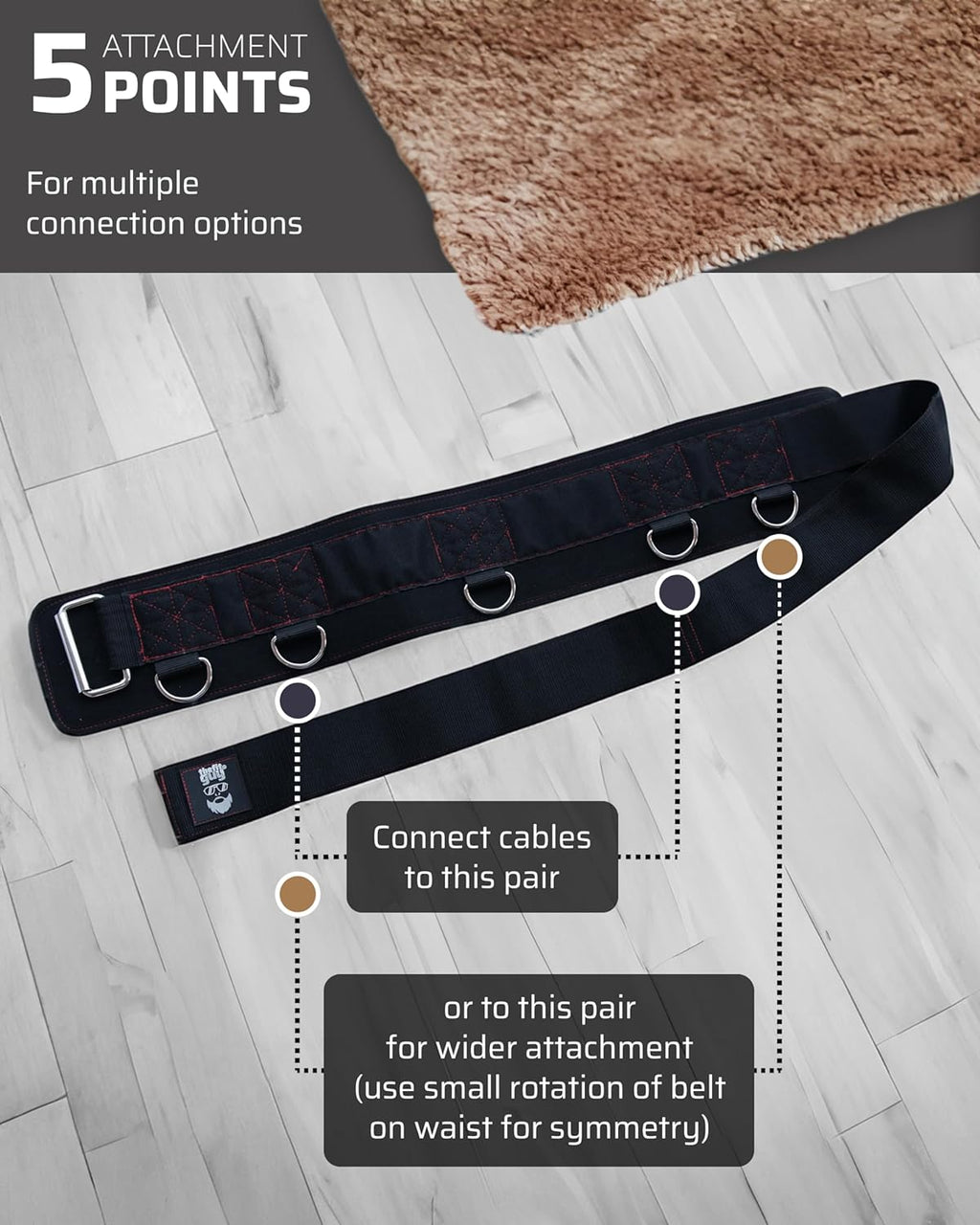 TheFitGuy Multi-Attachment Belt - Enhance Cable Machine Workouts | 5 Attachment Points, 2 Straps (40” & 27”)
