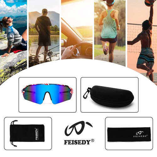FEISEDY Sports Sunglasses for Men and Women, UV400 Protection Outdoor Cycling Driving Fishing Glasses B2987