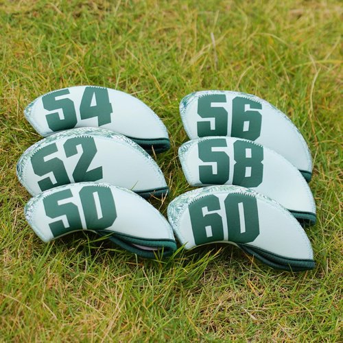 Big Crazy Golf Club Head Cover Wedge Iron, Breathable and Wear-Resistant Neoprene Material, Set of 6, Green Plants Design, Golf Gift for Man and Woman