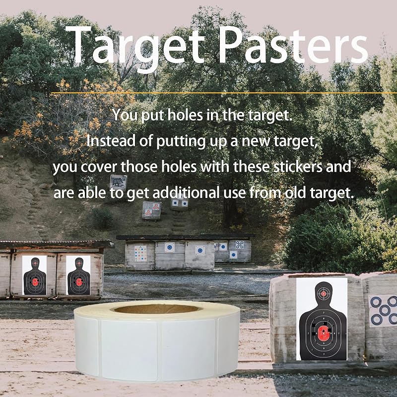 1 Inch Target Pasters, 2000 Pieces (2 Rolls) Adhesive Markers for Shooting Practice - Black
