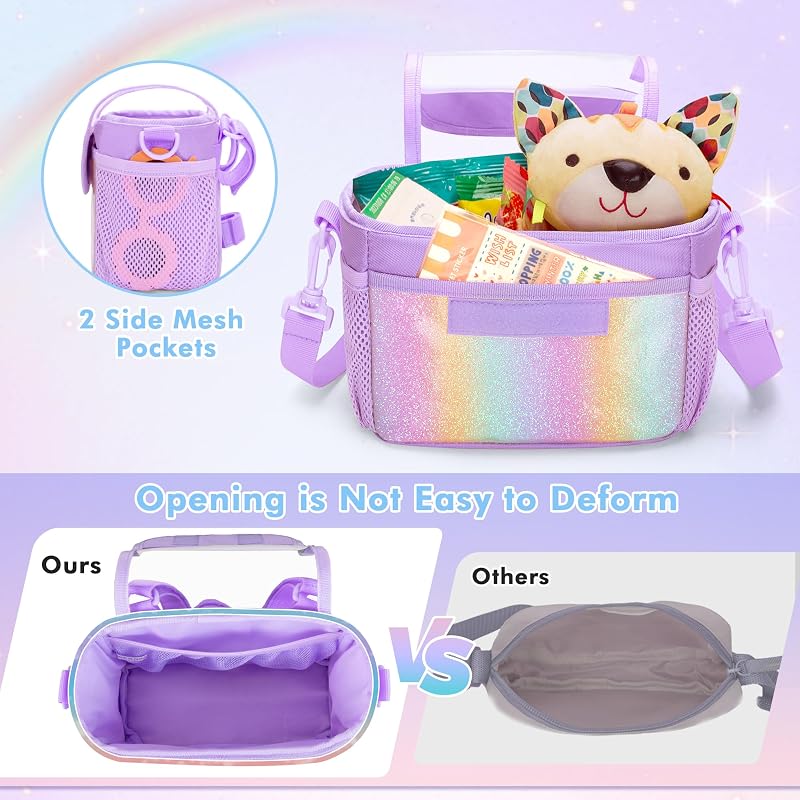 Kids Bike Basket Front Bag Purple - Water-Resistant 420D Nylon, Quick-Install
