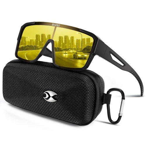 suoso Night Vision Driving Glasses Fit Over Eyeglasses – Polarized Anti-Glare Yellow Lens Nighttime Glasses for Men & Women
