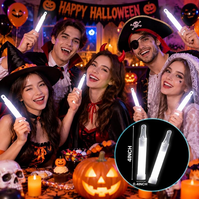 Warm White 4" Glow Sticks Bulk 100 Pack | Emergency Party Glow Sticks
