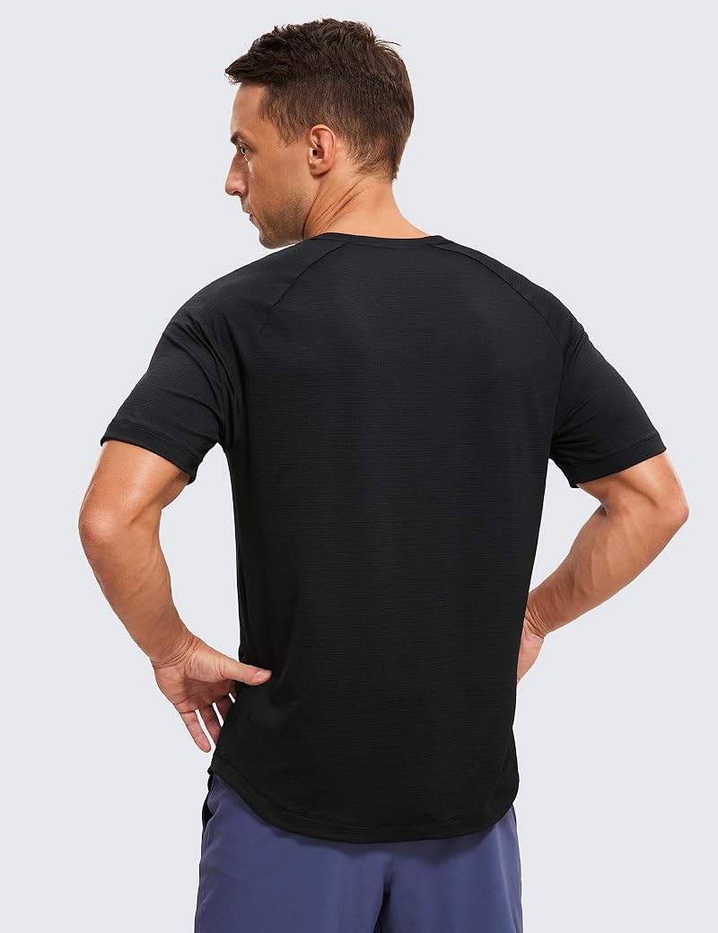 CRZ YOGA Breathable Texture Crewneck T-Shirt - Black, Large