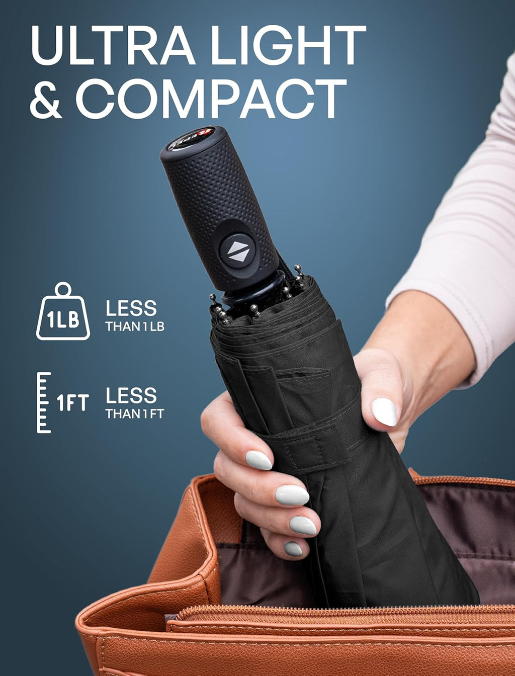 REPEL Windproof Travel Umbrella - Compact Design Withstands Winds Up to 85MPH | Durable & Portable for Rain and Sun