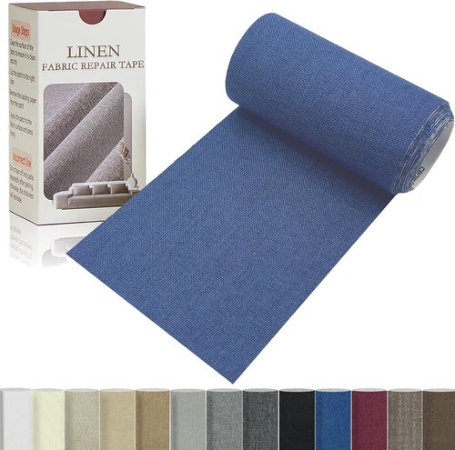 Linen Repair Tape - 4x70 Inch Self-Adhesive Fabric Patch for Sofas, Chairs & Bags | Dark Blue