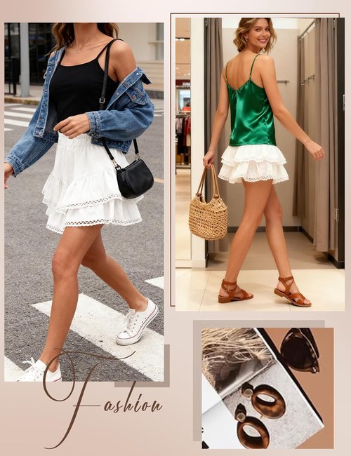 LOMON Flowy Skorts for Women - High Waist Ruffle Tiered Mini Skirts for Tennis & Golf | Casual Style